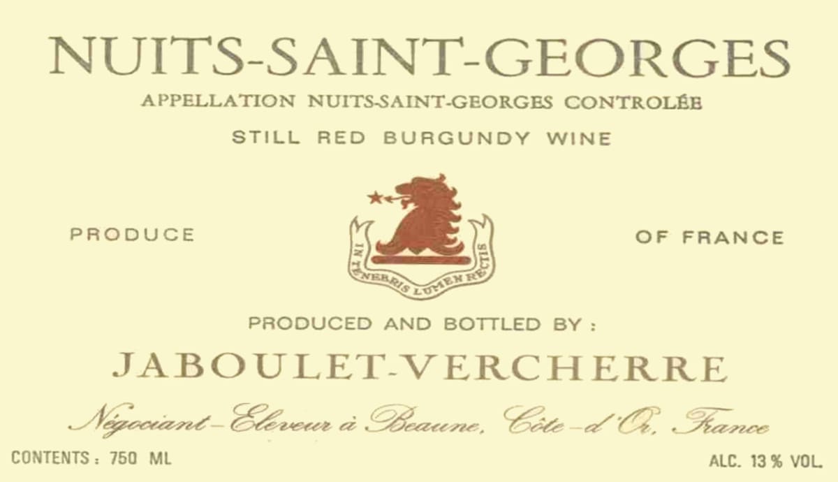 Jaboulet-Vercherre Nuits Saint George 2010 Front Label