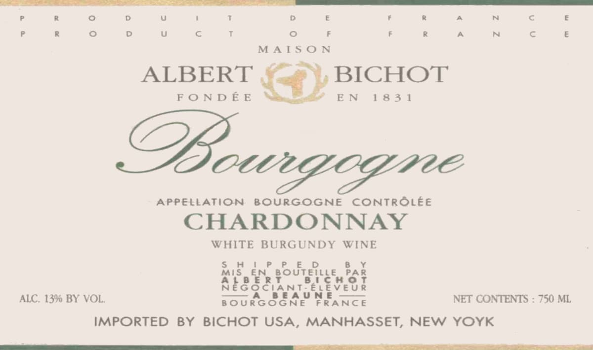 Albert Bichot Bourgogne Chardonnay 2007 Front Label