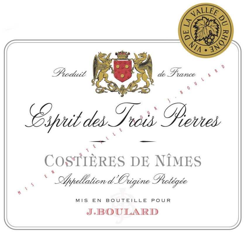 J. Boulard Costieres de Nimes Esprit des Trois Pierres 2016 Front Label