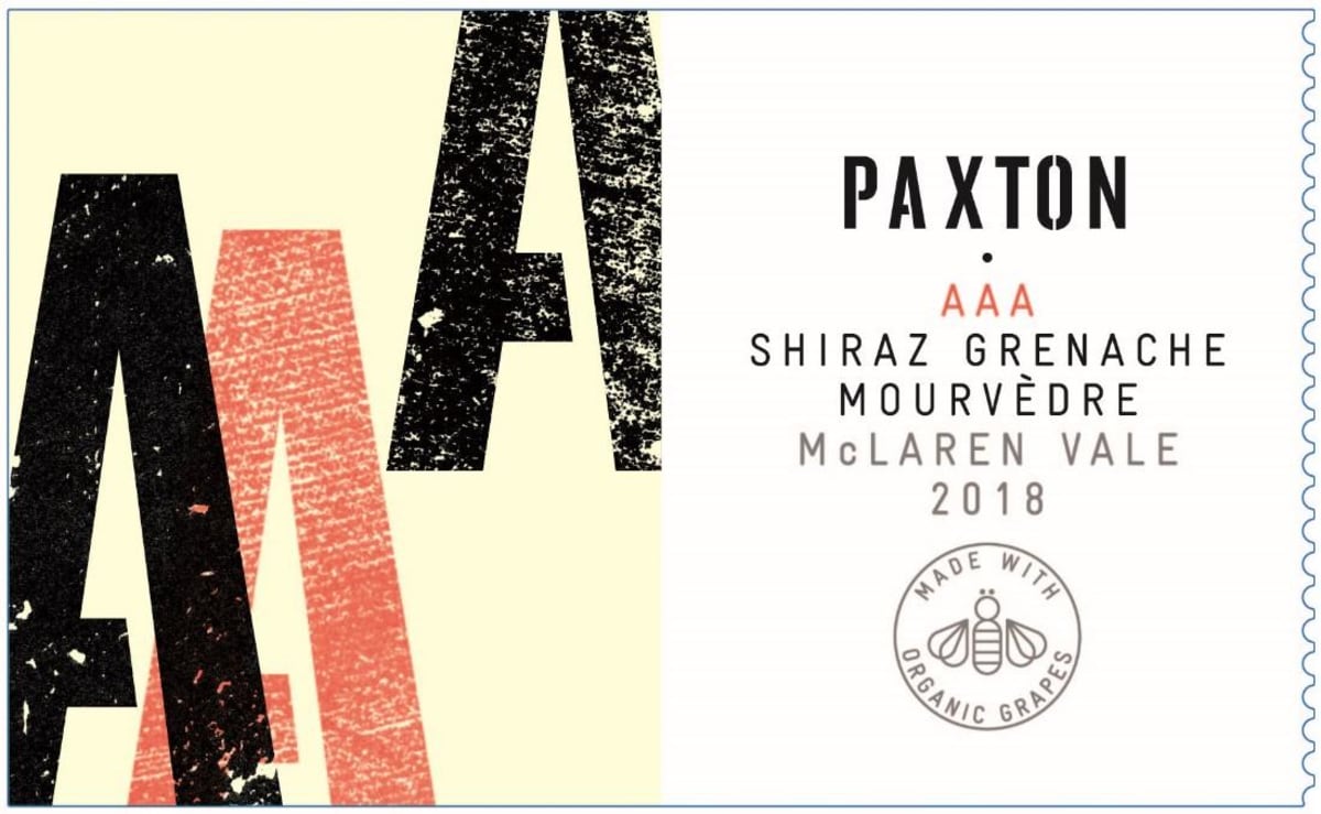 Paxton Vineyards AAA Shiraz-Grenache 2018 Front Label
