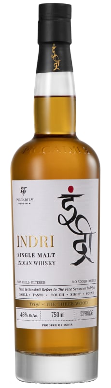 Indri Trini Single Malt Indian Whisky Front Bottle Shot