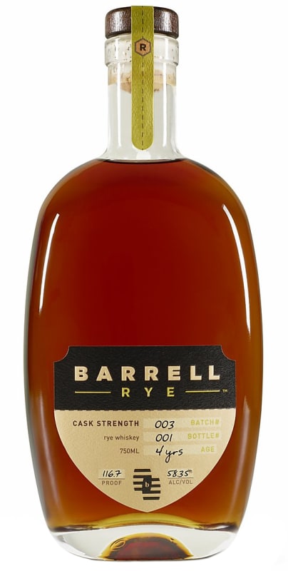Barrell Batch 3 Rye Whiskey Front Bottle Shot
