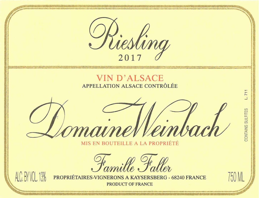 Domaine Weinbach Riesling 2017 Front Label