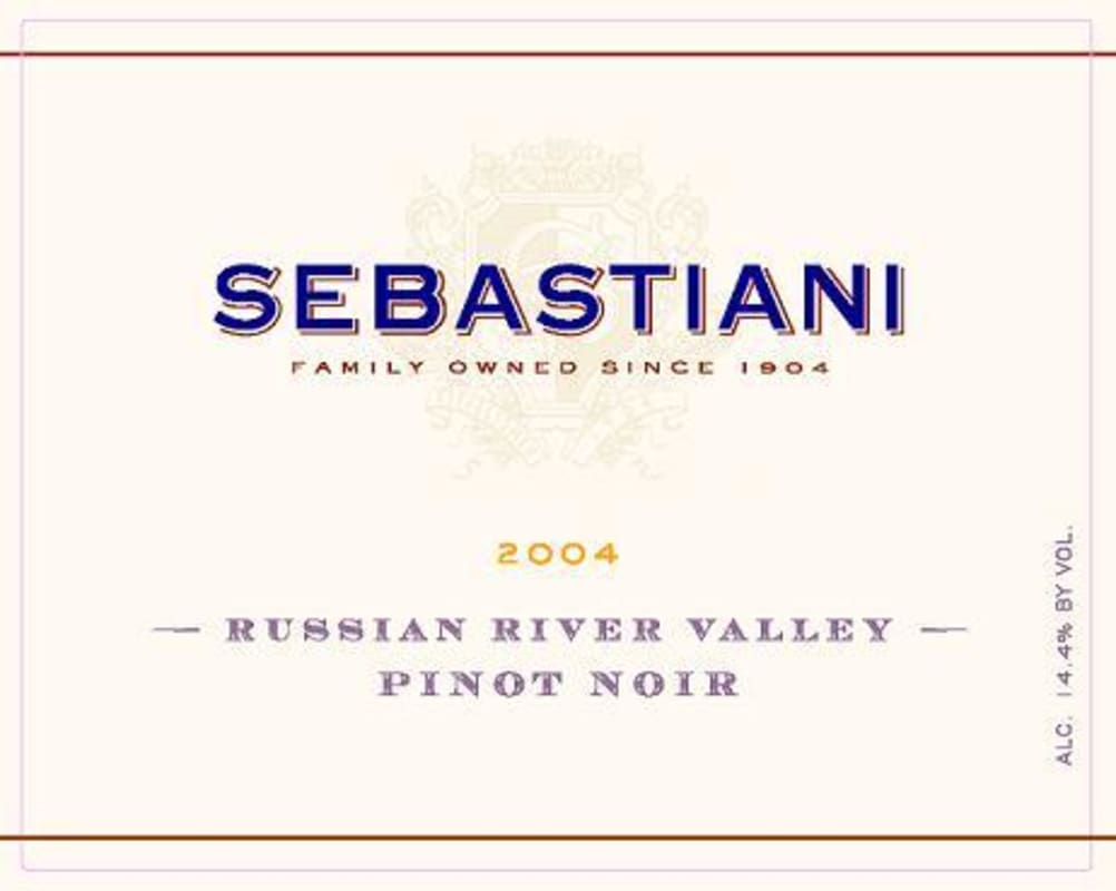 Sebastiani Russian River Valley Pinot Noir 2004 Front Label