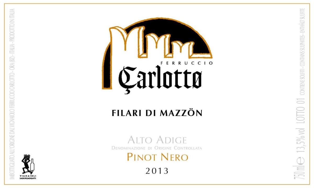 Ferruccio Carlotto Filari di Mazzon Pinot Nero 2013 Front Label