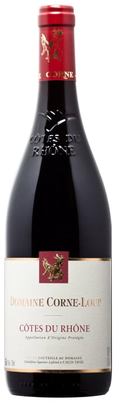 Domaine Corne Loup Cotes du Rhone Rouge 2015 Front Bottle Shot
