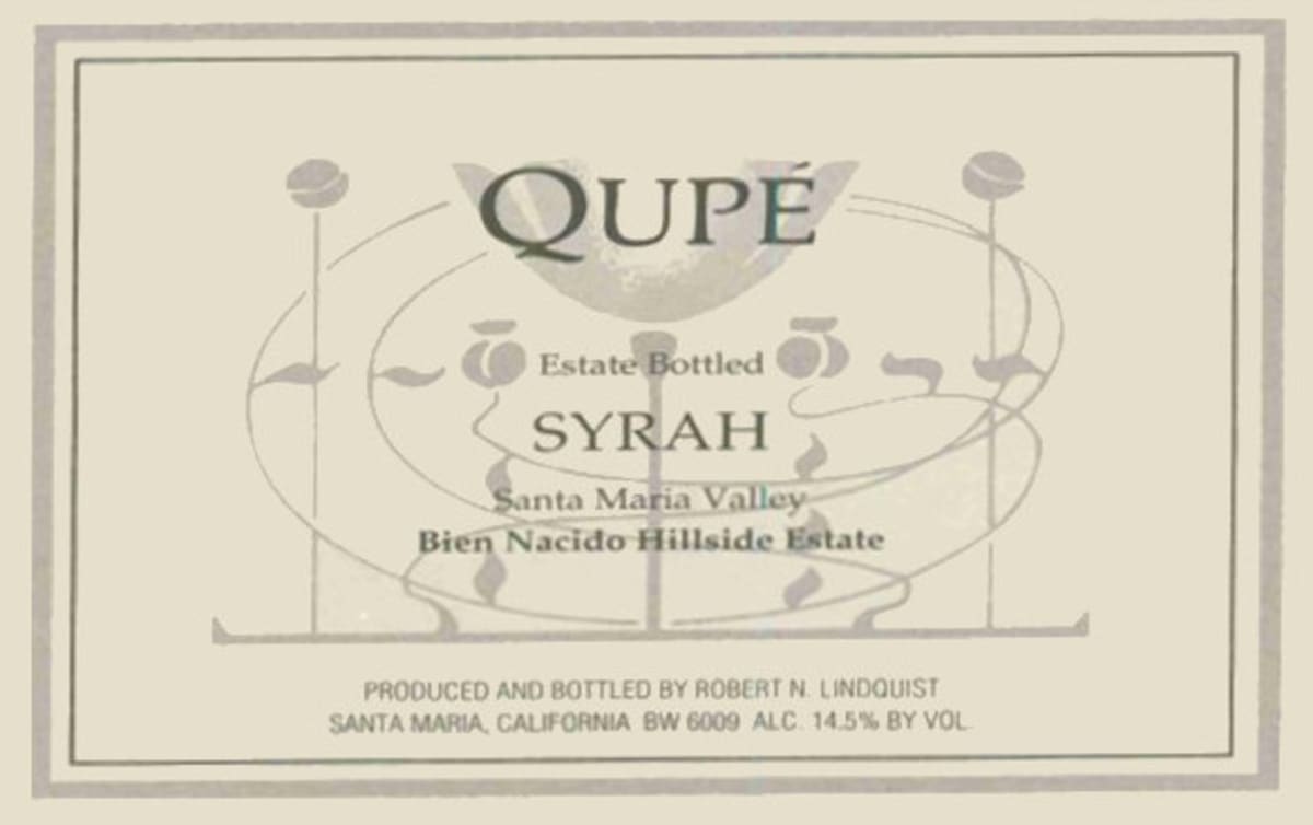 Qupe Bien Nacido Hillside Estate Vineyard Syrah 2008 Front Label