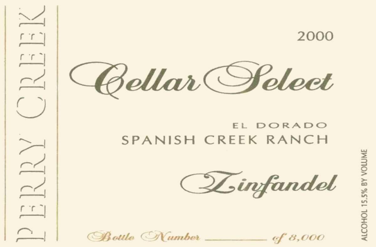 Perry Creek Spanish Creek Ranch Zinfandel 2000 Front Label
