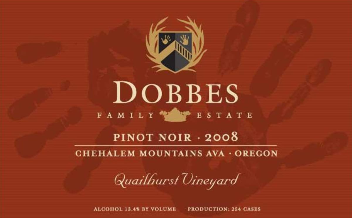 Dobbes Family Winery Quailhurst Vineyard Pinot Noir 2008 Front Label
