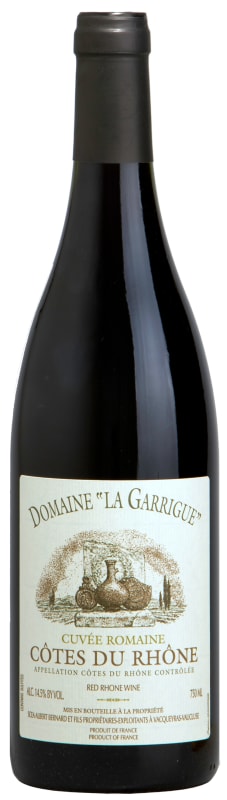 Domaine La Garrigue Cotes du Rhone Cuvee Romaine 2014 Front Bottle Shot