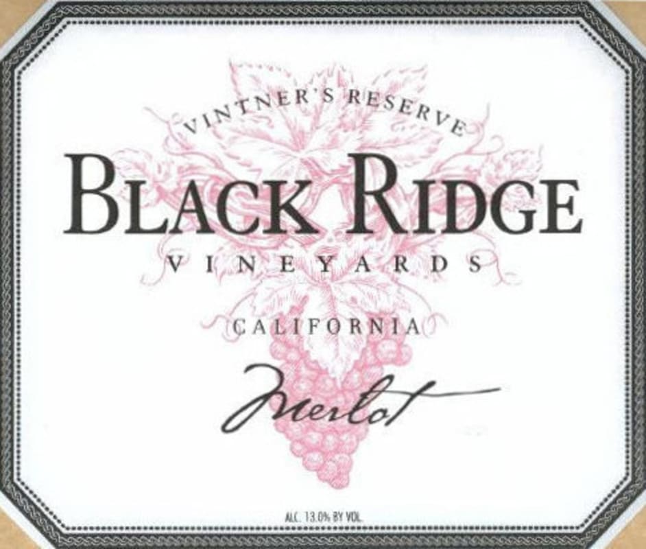 Black Ridge Vineyards Vintner's Reserve Merlot 2012 Front Label