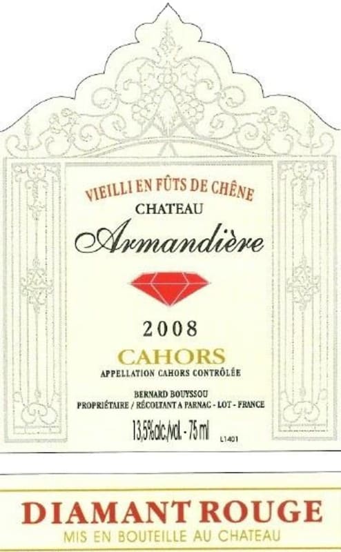 Chateau Armandiere Diamant Rouge 2008 Front Label