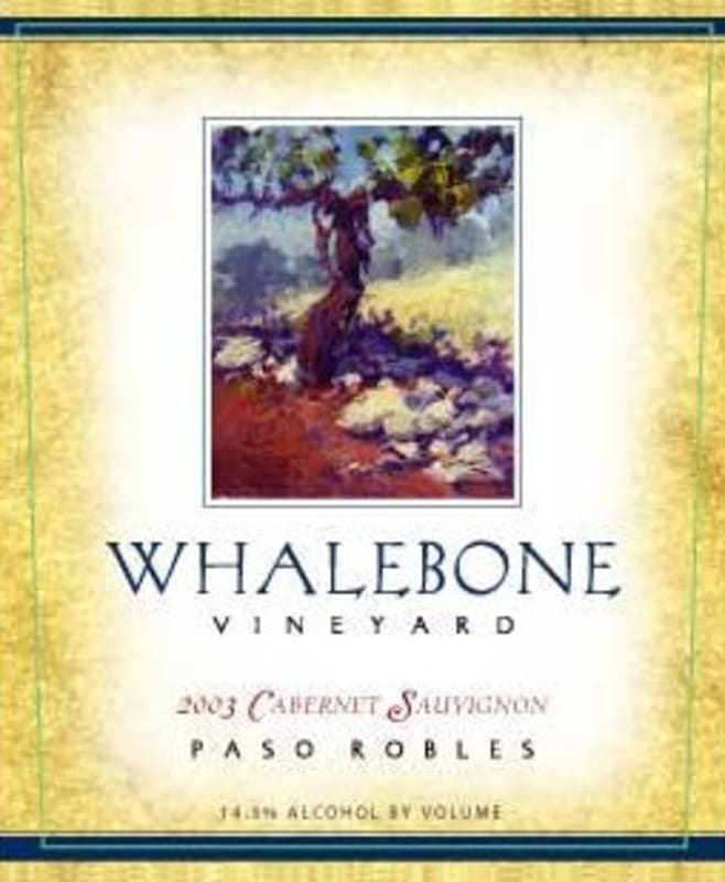 Whalebone Vineyard Cabernet Sauvignon 2003 Front Label