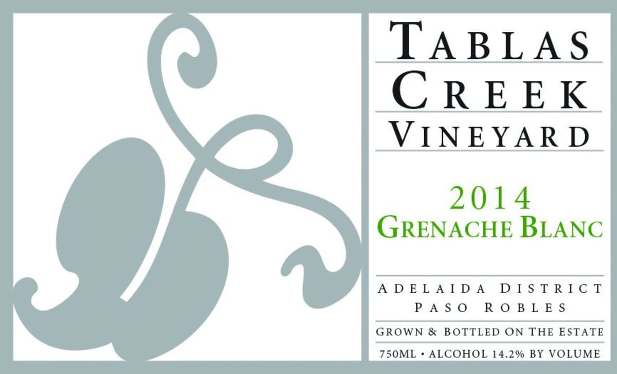 Tablas Creek Grenache Blanc 2014 Front Label