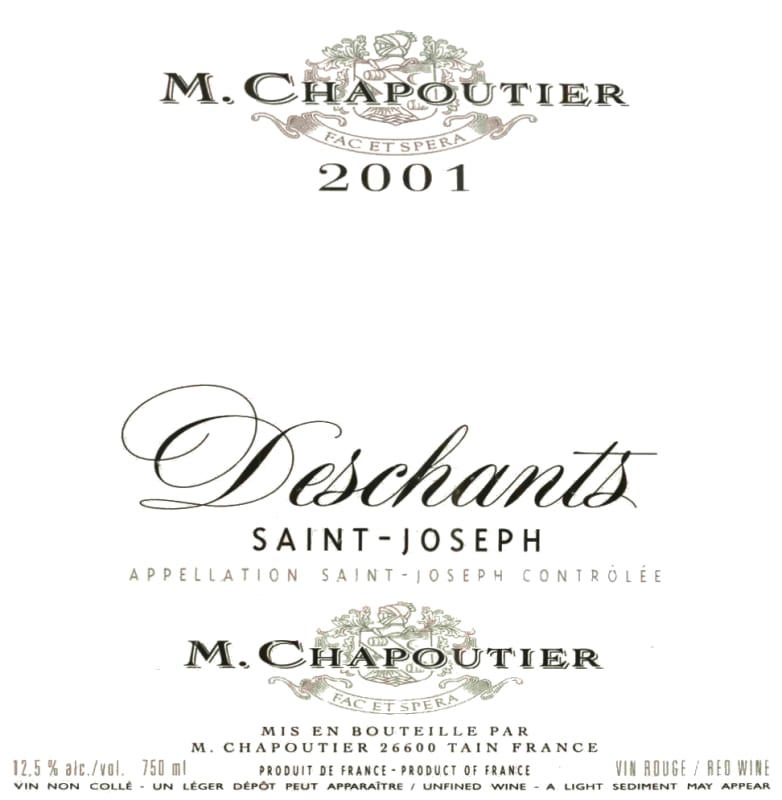 M. Chapoutier St. Joseph Deschants 2001 Front Label