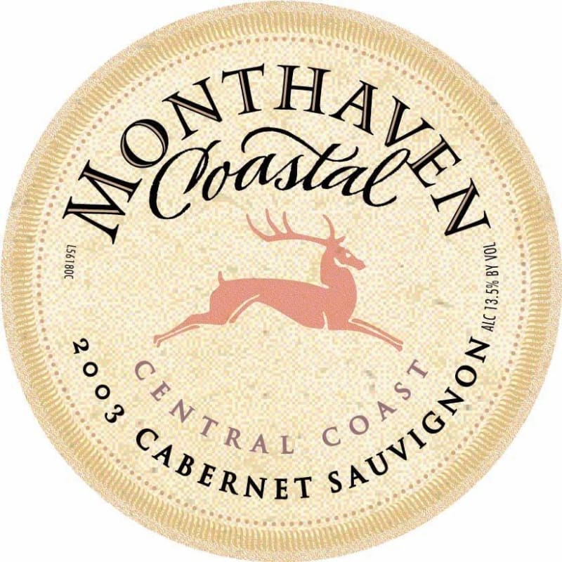 Monthaven Winery Coastal Cabernet Sauvignon 2003 Front Label