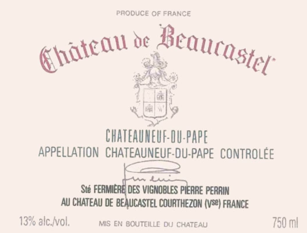 Chateau de Beaucastel Chateauneuf-du-Pape Blanc 1999 Front Label