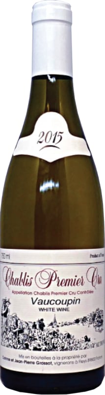 Grossot Chablis Vaucoupin Premier Cru 2015 Front Bottle Shot