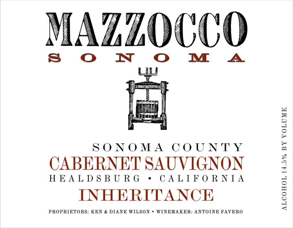 Mazzocco Inheritance Cabernet Sauvignon 2009 Front Label