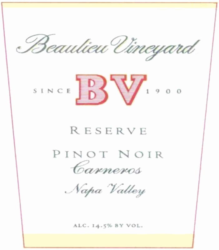 Beaulieu Vineyard Carneros Reserve Pinot Noir 2007 Front Label