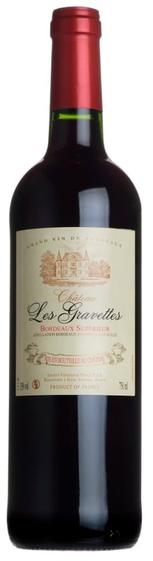 Chateau Les Gravettes Bordeaux Superieur 2019 Front Bottle Shot