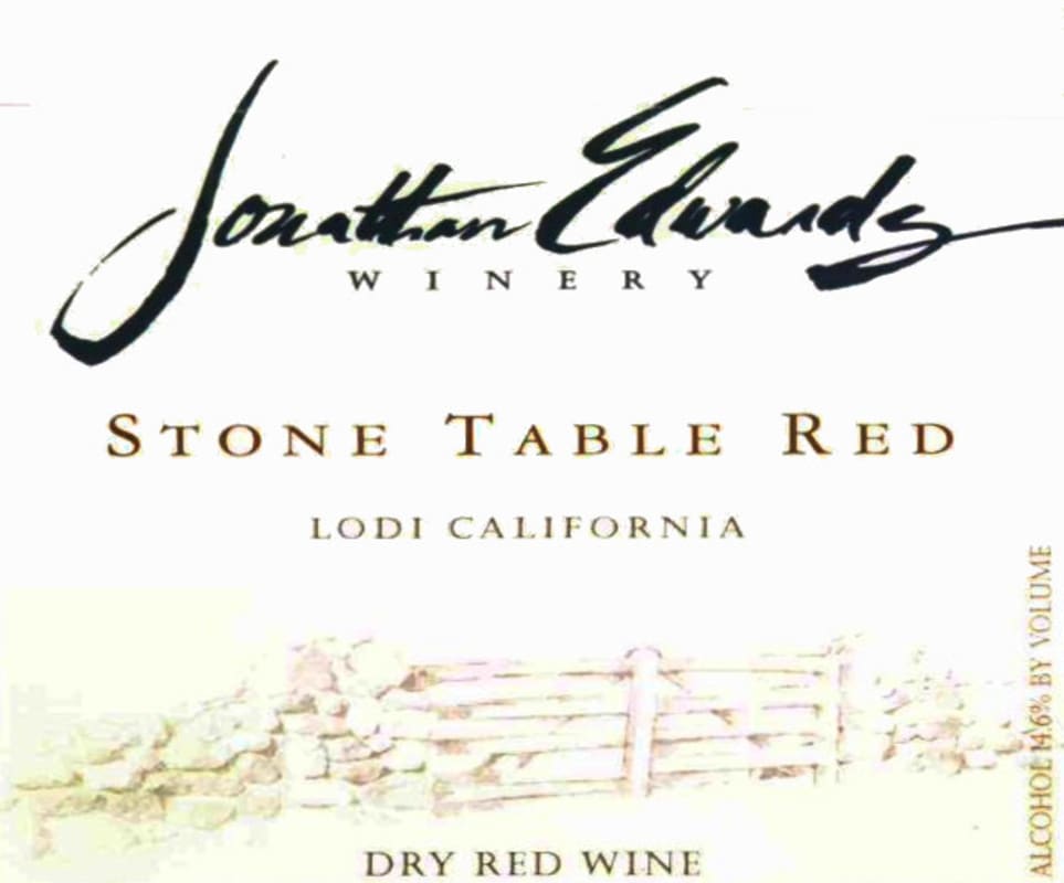 Jonathan Edwards Winery Lodi Stone Table Red 2015 Front Label