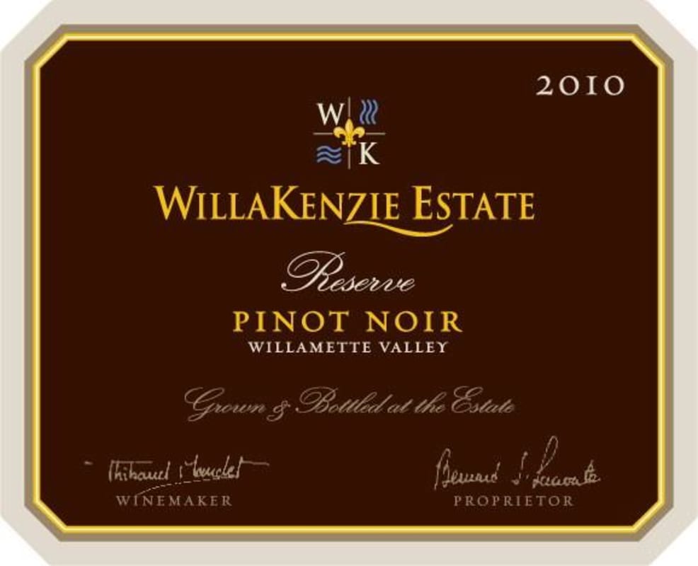 WillaKenzie Estate Reserve Pinot Noir 2010 Front Label