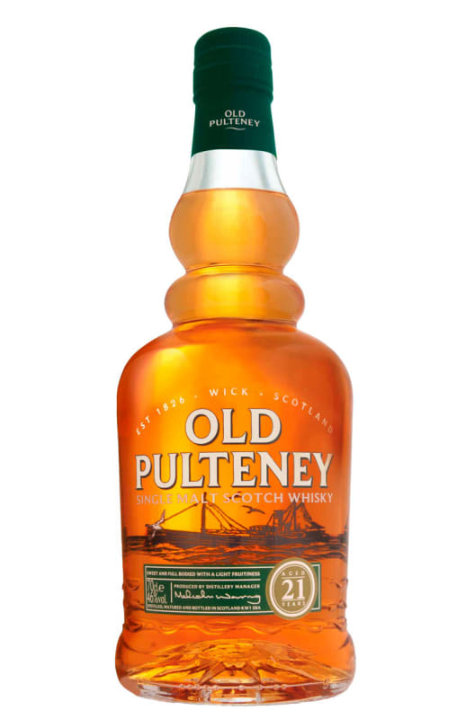 Old Pulteney 21 Year Single Malt Scotch Whisky Front Bottle Shot