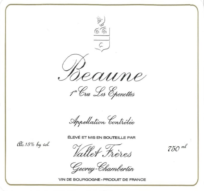 Vallet Freres Beaune Les Epenotes Premier CRu 2011 Front Label