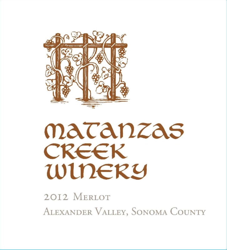 Matanzas Creek Alexander Valley Merlot 2012 Front Label