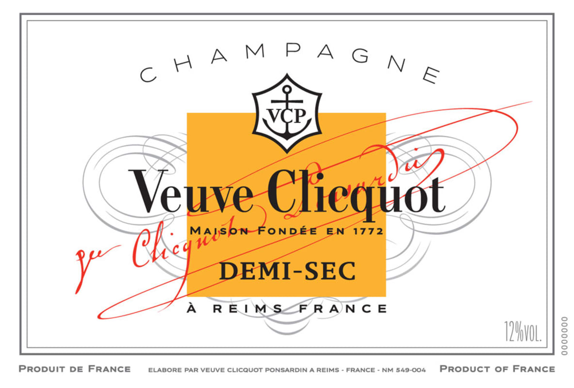 Veuve Clicquot Demi-Sec (375ML half-bottle) Front Label