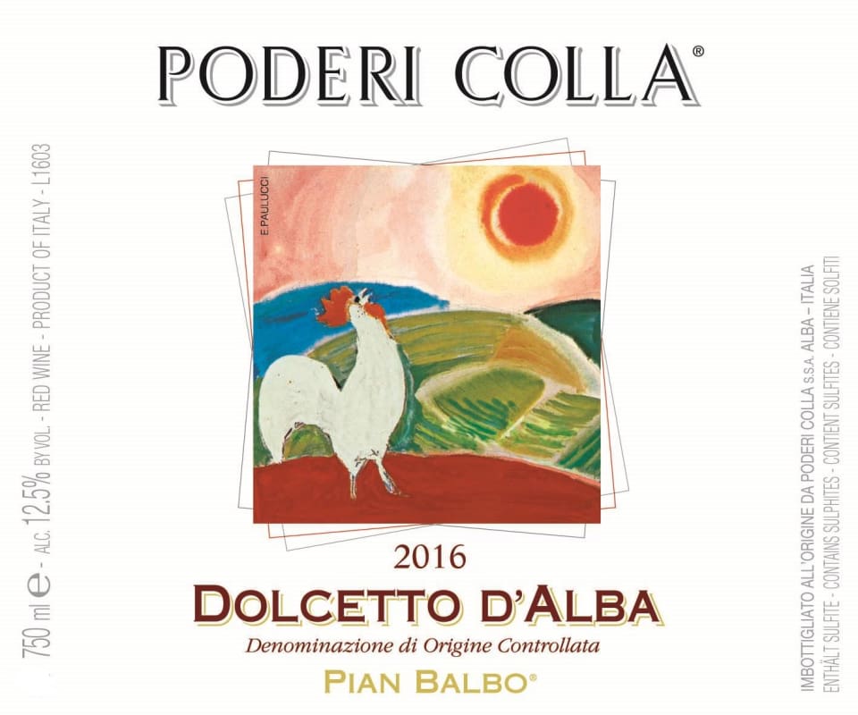 Poderi Colla Dolcetto d'Alba Pian Balbo 2016 Front Label