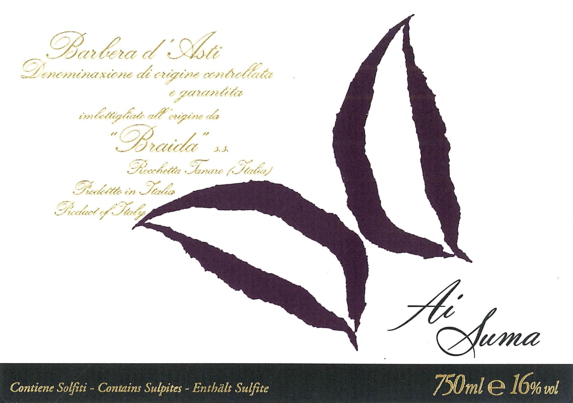 Braida Giacomo Bologna Braida Ai Suma 2017 Front Label