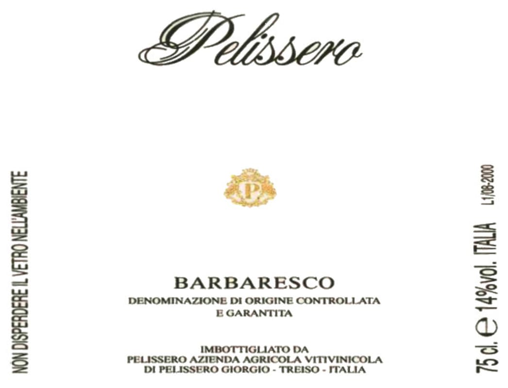 Pelissero Barbaresco Nebbiolo 2000 Front Label
