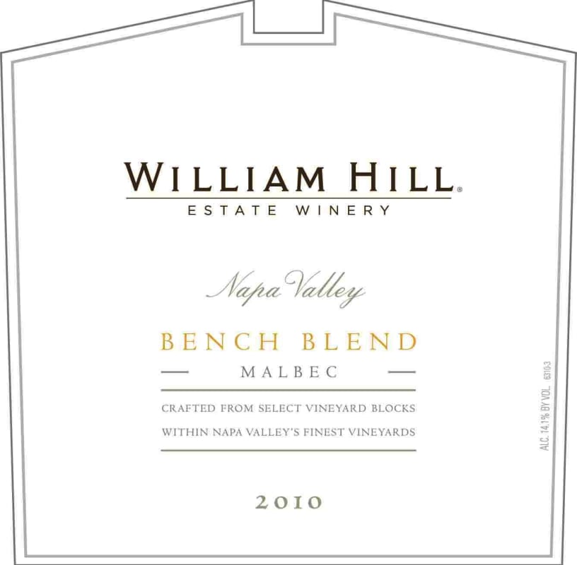 William Hill Bench Blend Malbec 2010 Front Label