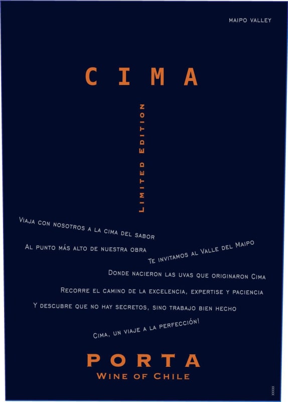 Porta Cima Limited Edition 2018 Front Label