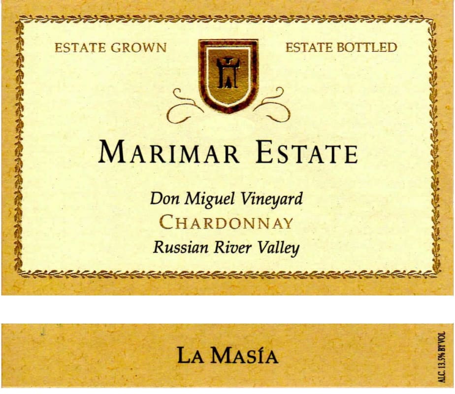 Marimar Estate Don Miguel Vineyard La Masia Chardonnay 2012 Front Label