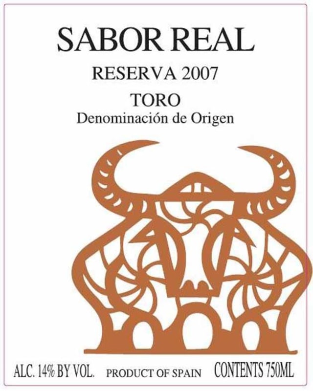 Sabor Real Toro Reserva 2007 Front Label
