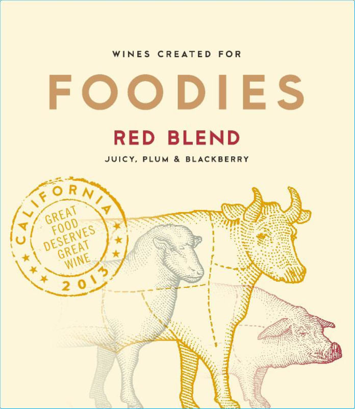 Foodies Wines Red Blend 2013 Front Label