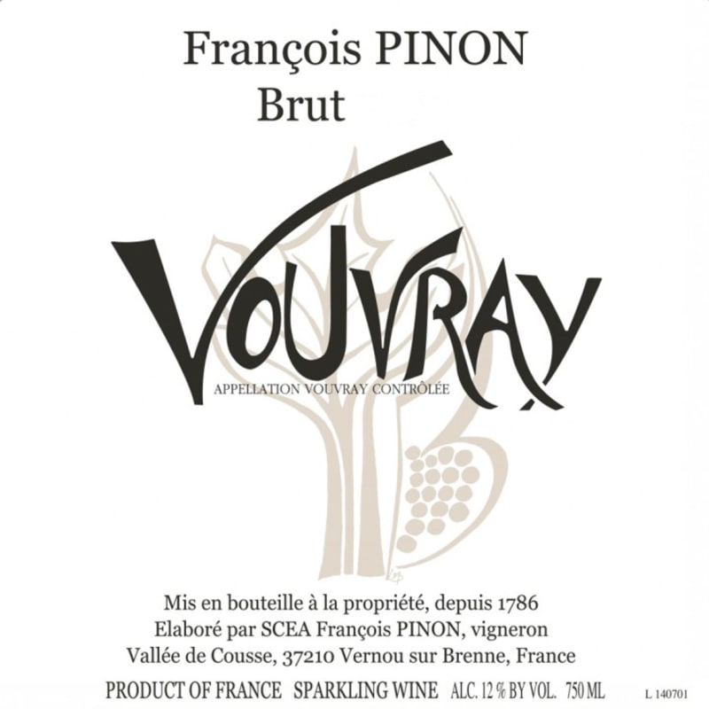 Francois Pinon Vouvray Brut 2015 Front Label