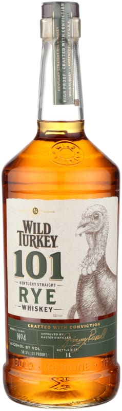 Wild Turkey Straight Rye Whiskey 101 Proof Front Bottle Shot