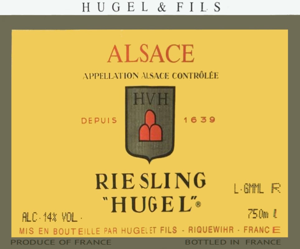 Hugel Alsace Riesling 1995 Front Label