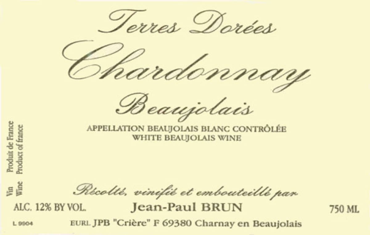 Jean-Paul Brun Domaine des Terres Dorees Beaujolais Chardonnay 2001 Front Label