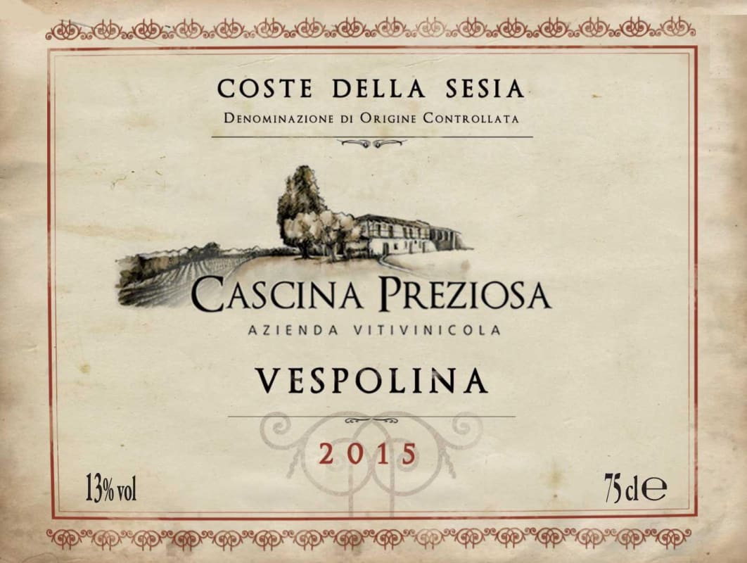 Cascina Preziosa Coste Della Sesia Vespolina 2015 Front Label