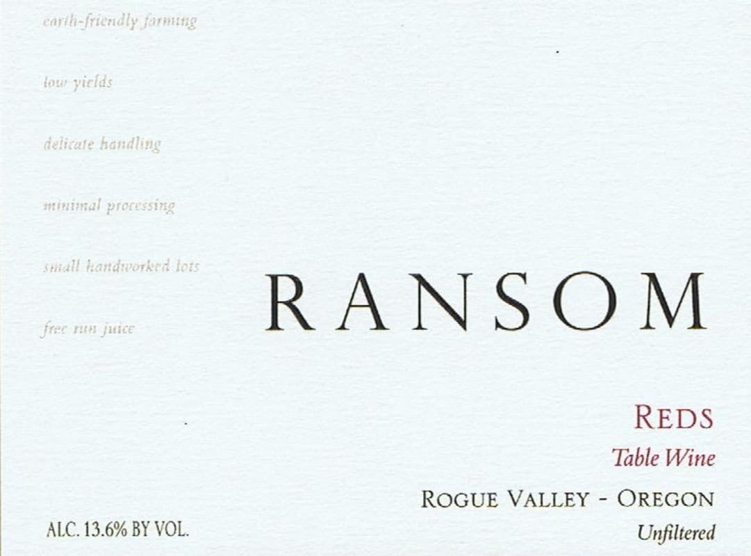 Ransom Reds 2016 Front Label