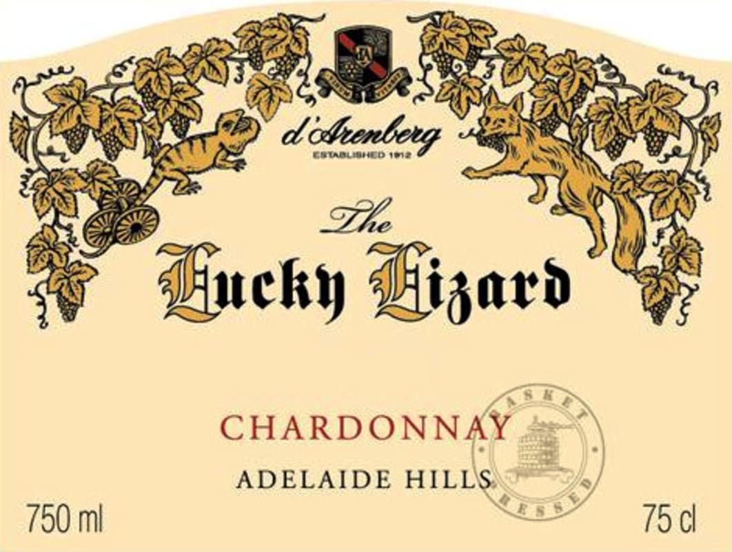 d'Arenberg Lucky Lizard Chardonnay 2012 Front Label
