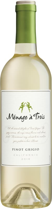 Menage a Trois Pinot Grigio 2016 Front Bottle Shot