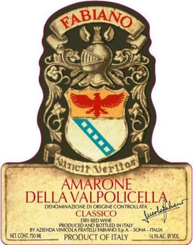 Fabiano Amarone della Valpolicella Classico 2012 Front Label