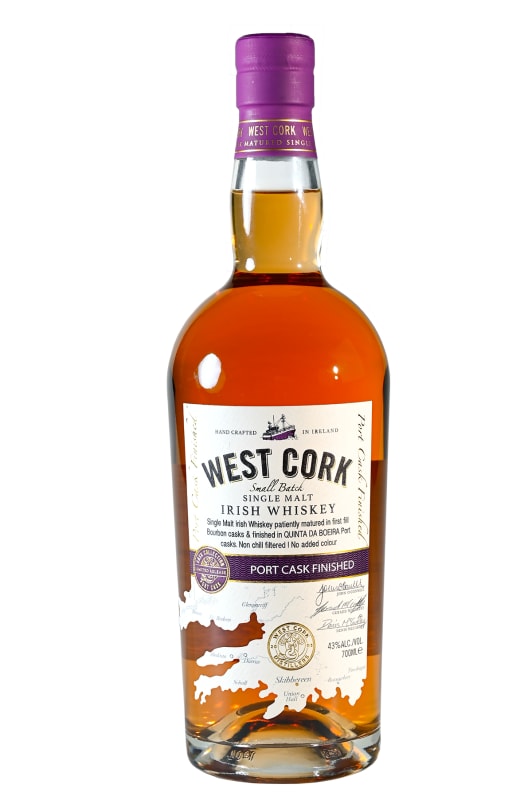 West Cork Port Cask Single Malt Irish Whiskey Front Bottle Shot