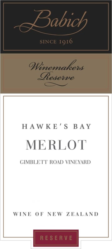 Babich Winemakers Reserve Merlot 2014 Front Label